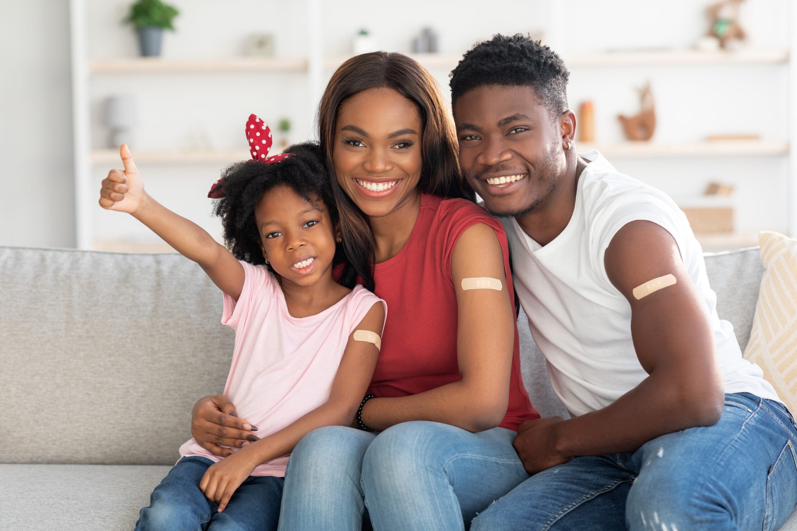 child smiling after flu shot – flu shot for kids